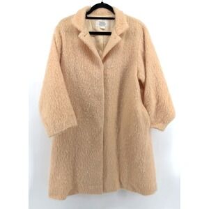 Ritmo Dolien Italy 100% Wool Mohair Lt Pink Coat Womens L Luxury Boutique Fem